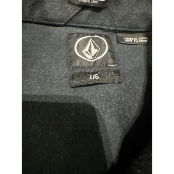 Volcom Striped Long Sleeve Button Down Shirt Chill Coastal / Skater Blue Mens L - Picture 3 of 7